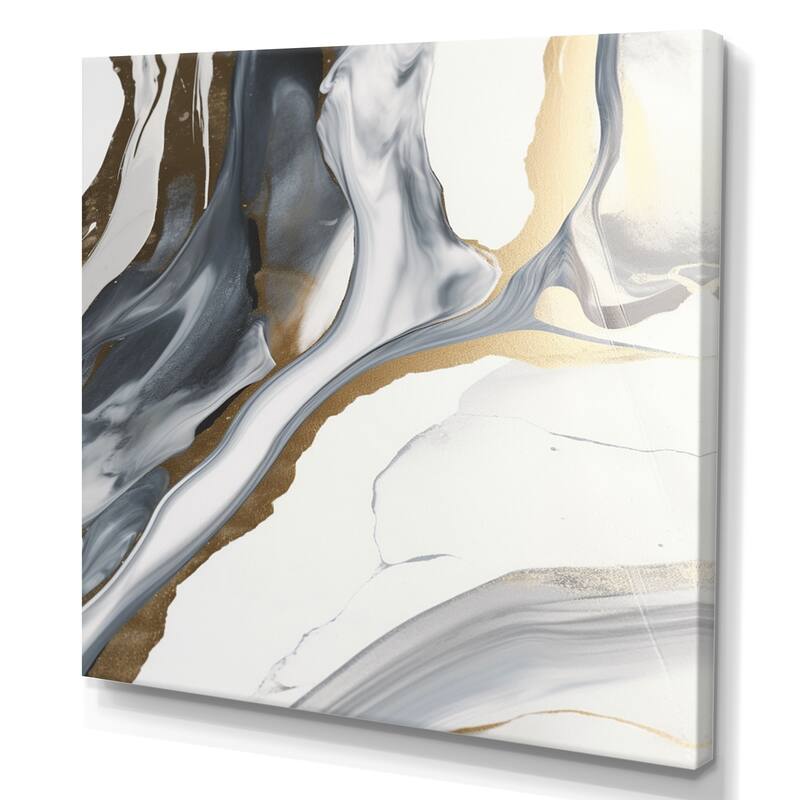 Designart "Black And Gold Harmony Of Marble Iii" Abstract Marble Wall